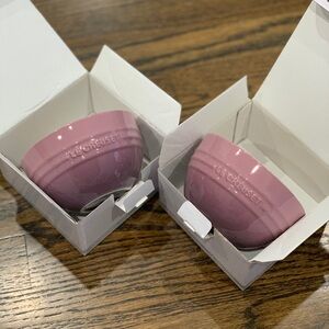 New Le Creuset Mauve Pink Rice Bowls Set of 2